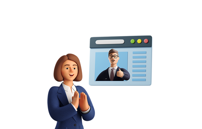business-3d-happy-woman-clapping-at-remote-business-meeting
