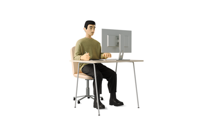 3d-business-guy-working-on-a-computer-and-studying-online