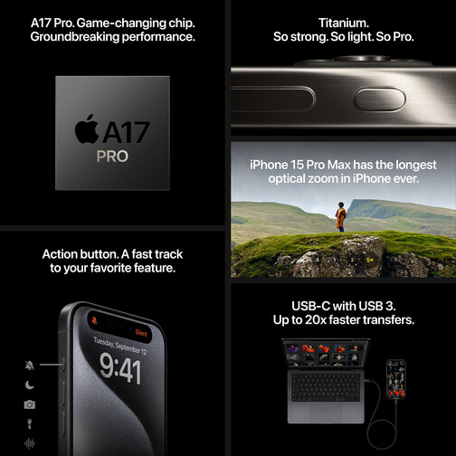 Apple iPhone 15 Pro 128 GB, Titan Natur, (2023)