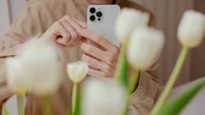 Kameraeinstellungen für spektakuläre Aufnahmen mit iPhone Mann fotografiert Tulpen mit dem iPhone
