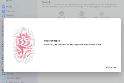 Screenshot vom Einrichten der Touch-ID