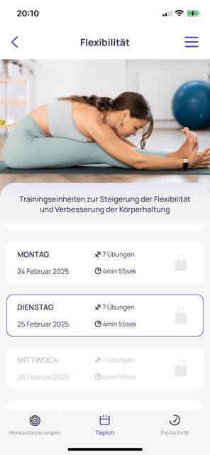 Screenshot aus 5 Minuten Pilates Training App