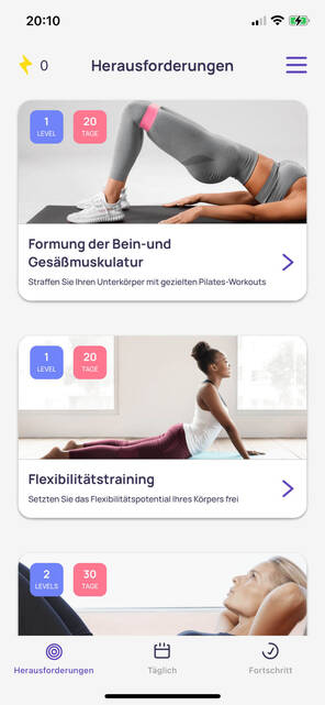 Bildschirmfoto Pilates App