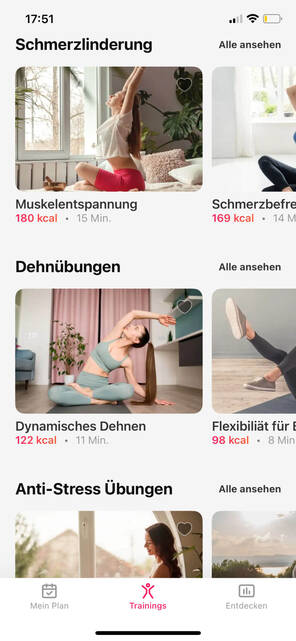 Screenshot Sportarten Lazy Fit App