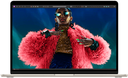 MacBook Air screen showing a colorful image to demonstrate the color range and resolution of the Liquid Retina display