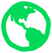 Green icon of Earth, representing carbon neutrality